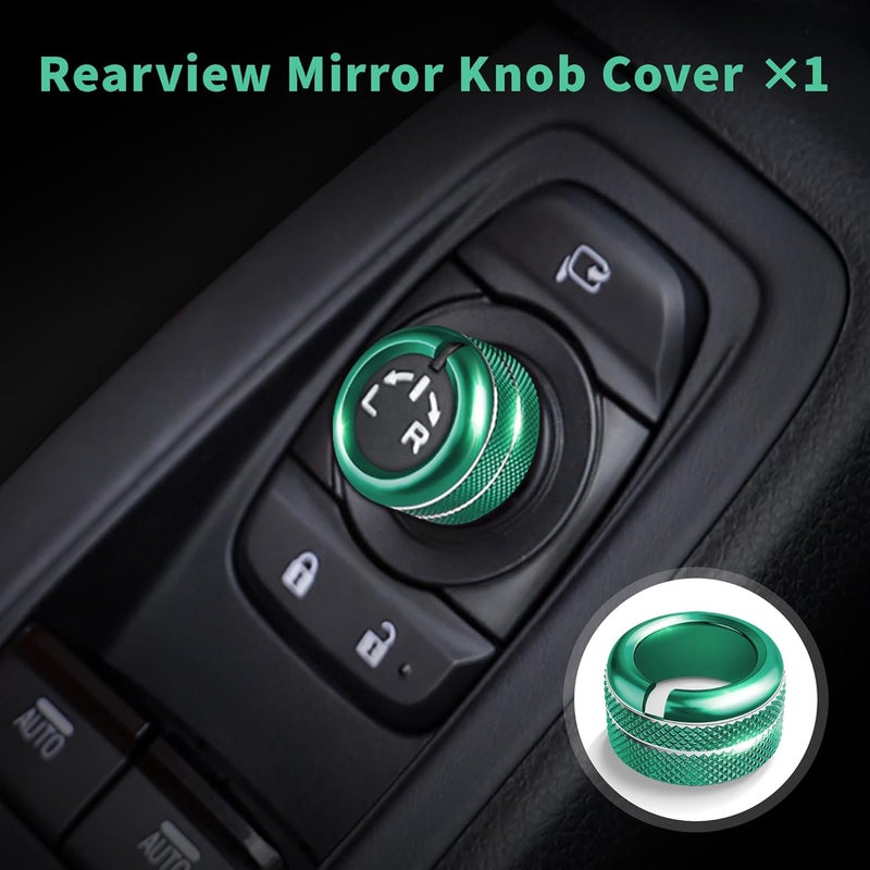 Polodunn Interior Accessories for Subaru BRZ & Toyota GR86 2021 2022 2023 2024 2025 - A/C, Vol Tune, Rearview Mirror Knob Cover, Push Start Button Ring, Aluminum Alloy Decorative 7pcs/Set (Green) - Image 5